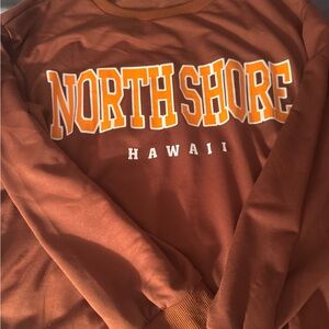 SHEIN Brown Crew Neck Sweater with Collegiate Print